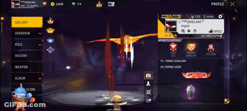 A Screenshot Of A Game Called Free Fire Shows A Player 'S Profile GIF