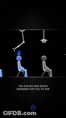 A Screenshot Of A Game That Says ' The System Was Never Designed For You To Win ' On It GIF
