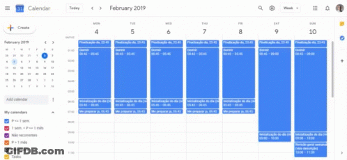A Screenshot Of A Google Calendar Showing A Schedule For February GIF