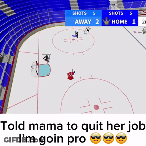 A Screenshot Of A Hockey Game With A Scoreboard That Says Shots 5 Away 2 And Home 1 GIF