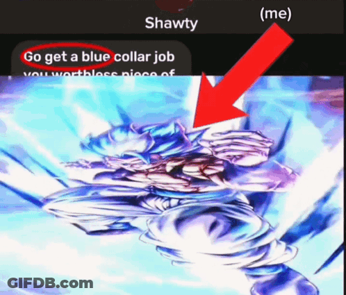 A Screenshot Of A Message From Shawty That Says Go Get A Blue Collar Job On It GIF