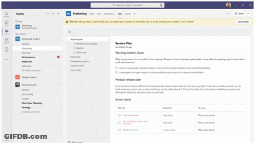 A Screenshot Of A Microsoft Teams Page With A Onenote Icon GIF