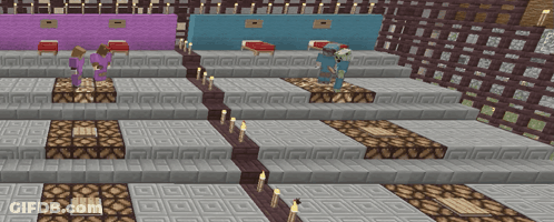 A Screenshot Of A Minecraft Game Shows A Few Characters GIF