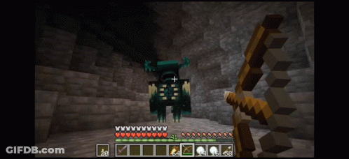 A Screenshot Of A Minecraft Game Shows A Monster With An Arrow In Its Chest GIF