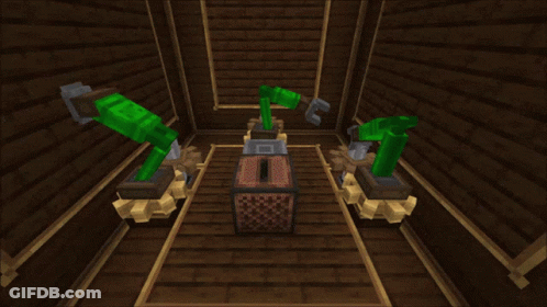 Minecraft Room With Lamps And Box GIF