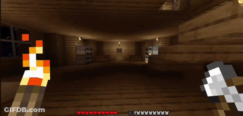 A Screenshot Of A Minecraft Game Shows A Window With A Hammer In The Foreground GIF