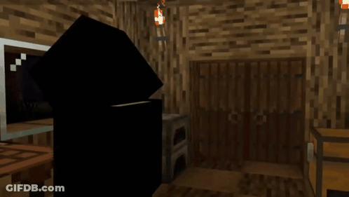 A Screenshot Of A Minecraft Game With A Smiley Face In The Doorway GIF
