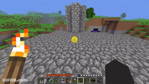 A Screenshot Of A Minecraft Game With A Yellow Smiley Face GIF