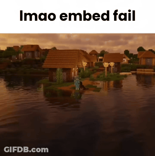 A Screenshot Of A Minecraft Village With The Words Imao Embed Fail Below It GIF
