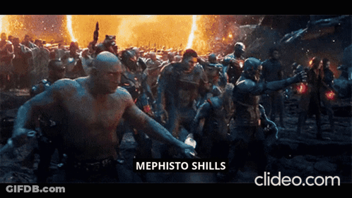 A Screenshot Of A Movie Scene With The Words Mephisto Shills At The Bottom GIF