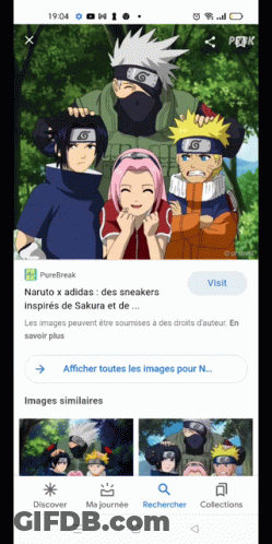 A Screenshot Of A Naruto X Adidas Ad On A Phone Screen GIF