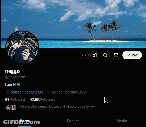 A Screenshot Of A Person 'S Twitter Page With A Picture Of A Beach And Palm Trees GIF