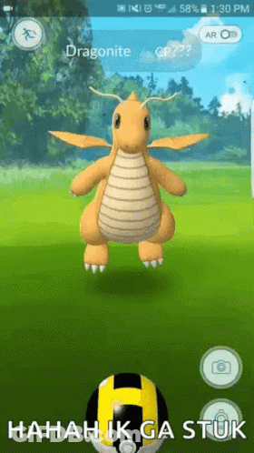 A Screenshot Of A Pokemon Game With A Dragon Standing Next To A H Ball GIF