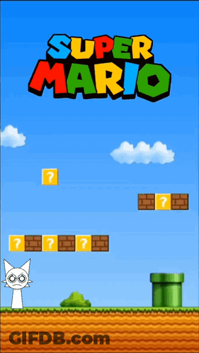 A Screenshot Of A Super Mario Game With A Cat In The Background GIF