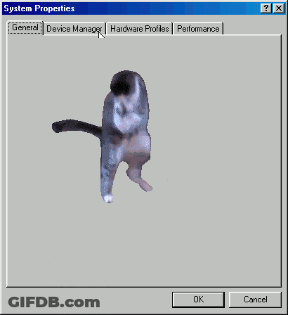 A Screenshot Of A System Properties Window Shows A Statue GIF