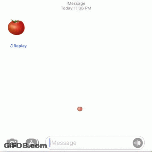 A Screenshot Of A Text Message With Tomatoes Floating In The Air GIF