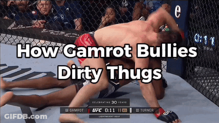 A Screenshot Of A UFC Fight With The Words How Gamrot Bullies Dirty Thugs On The Bottom GIF