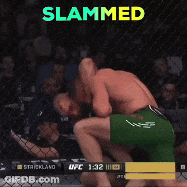 A Screenshot Of A Ufc Fight With The Words Slammed On The Top GIF
