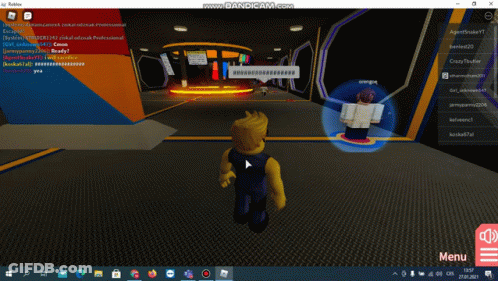 A Screenshot Of A Video Game Called Roblox Shows A Man Kneeling On A Stage GIF