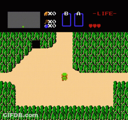 A Screenshot Of A Video Game Called The Legend Of Zelda Shows A Link Walking Through A Forest . GIF