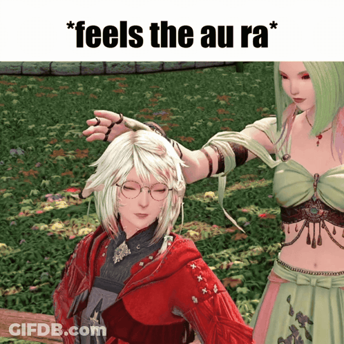 A Screenshot Of A Video Game Character With The Caption " Feels The Aura " GIF