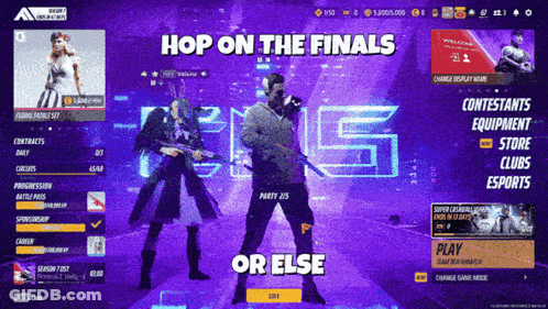 A Screenshot Of A Video Game Says Hop On The Finals GIF