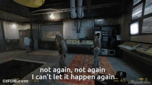 A Screenshot Of A Video Game Says Not Again Not Again I Can 'T Let It Happen Again GIF