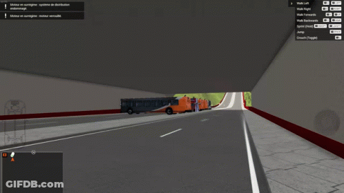 A Screenshot Of A Video Game Shows A Bus And A Van GIF
