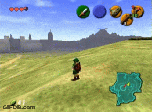 A Screenshot Of A Video Game Shows A Castle In The Distance GIF