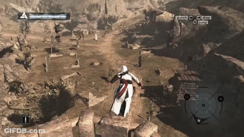 Video Game Character Jumping Over Rock GIF