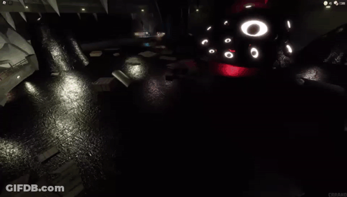 A Screenshot Of A Video Game Shows A Dark Room With A Lot Of Lights On GIF