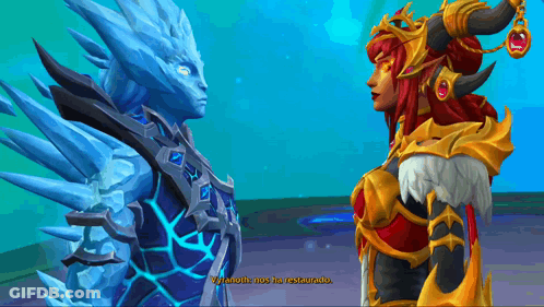 A Screenshot Of A Video Game Shows A Dragon And A Woman Talking GIF