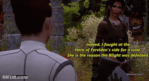 A Screenshot Of A Video Game Shows A Man And A Woman Having A Conversation GIF