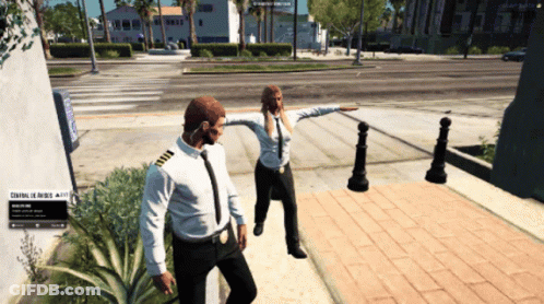 A Screenshot Of A Video Game Shows A Man And A Woman In Uniform GIF