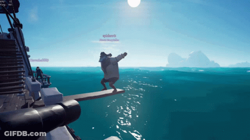 A Screenshot Of A Video Game Shows A Man Standing On A Diving Board GIF
