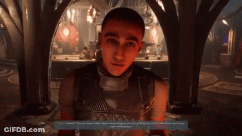 A Screenshot Of A Video Game Shows A Man Talking To Another Man GIF