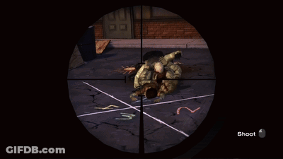 A Screenshot Of A Video Game Shows A Man With A Gun And The Words Katt Oh On The Bottom GIF