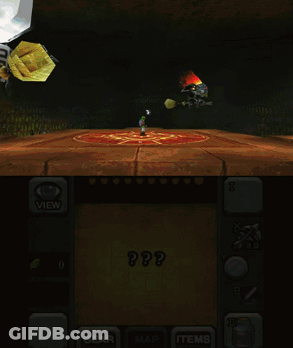 A Screenshot Of A Video Game Shows A Map Gear Items And View Options GIF