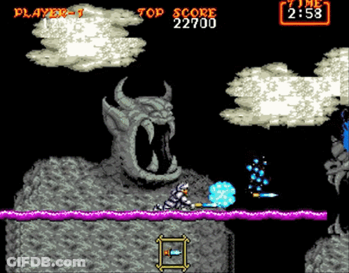 A Screenshot Of A Video Game Shows A Monster And The Top Score Is 22700 GIF