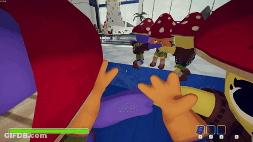 A Screenshot Of A Video Game Shows A Person Holding A Blue Object GIF