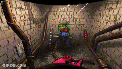 A Screenshot Of A Video Game Shows A Person Holding A Gun In A Tunnel GIF