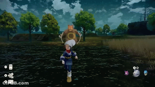 A Screenshot Of A Video Game Shows A Person Running In A Field GIF