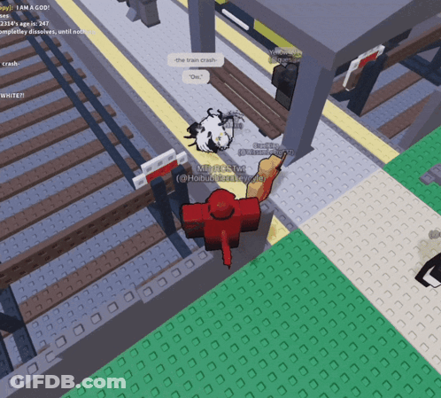A Screenshot Of A Video Game Shows A Person Talking About The Train Crash GIF