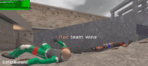 A Screenshot Of A Video Game Shows A Red Team Win GIF