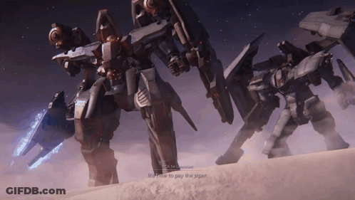 A Screenshot Of A Video Game Shows A Robot Saying " I Am Here To Pay The Piper " GIF