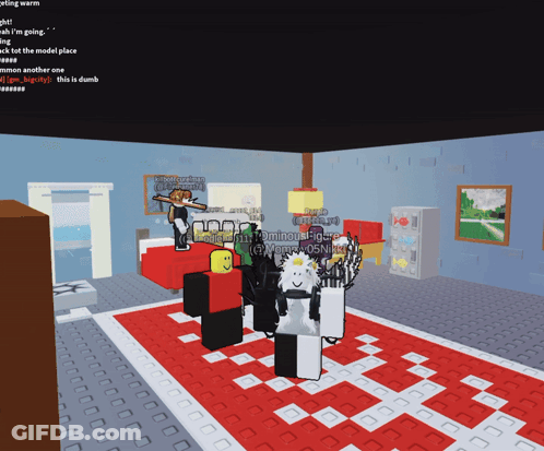 A Screenshot Of A Video Game Shows A Room With A Checkered Rug GIF