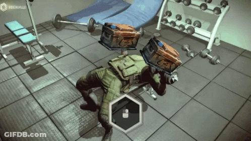 A Screenshot Of A Video Game Shows A Soldier Lifting Boxes GIF