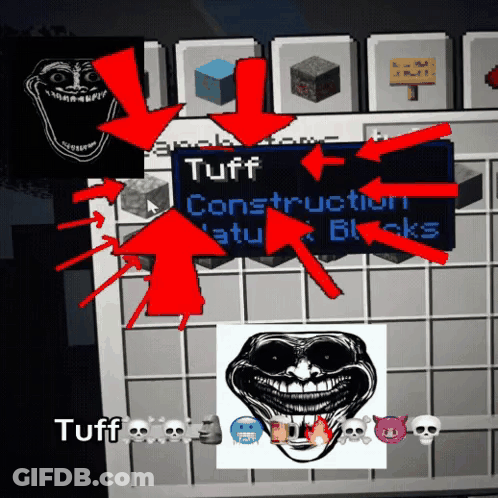 A Screenshot Of A Video Game Shows A Troll Face And The Word Tuff GIF