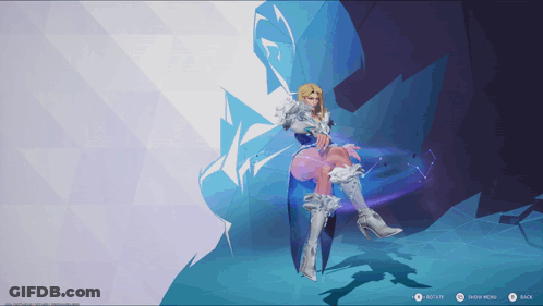 A Screenshot Of A Video Game Shows A Woman In A White Outfit GIF