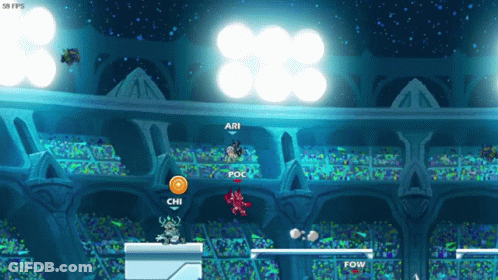 A Screenshot Of A Video Game Shows Ari And Chi Fighting Each Other GIF